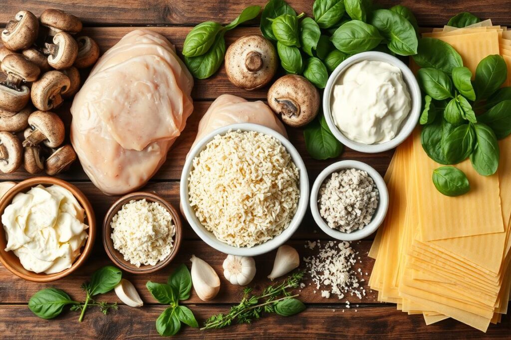 Chicken Mushroom Spinach Lasagna Ingredients