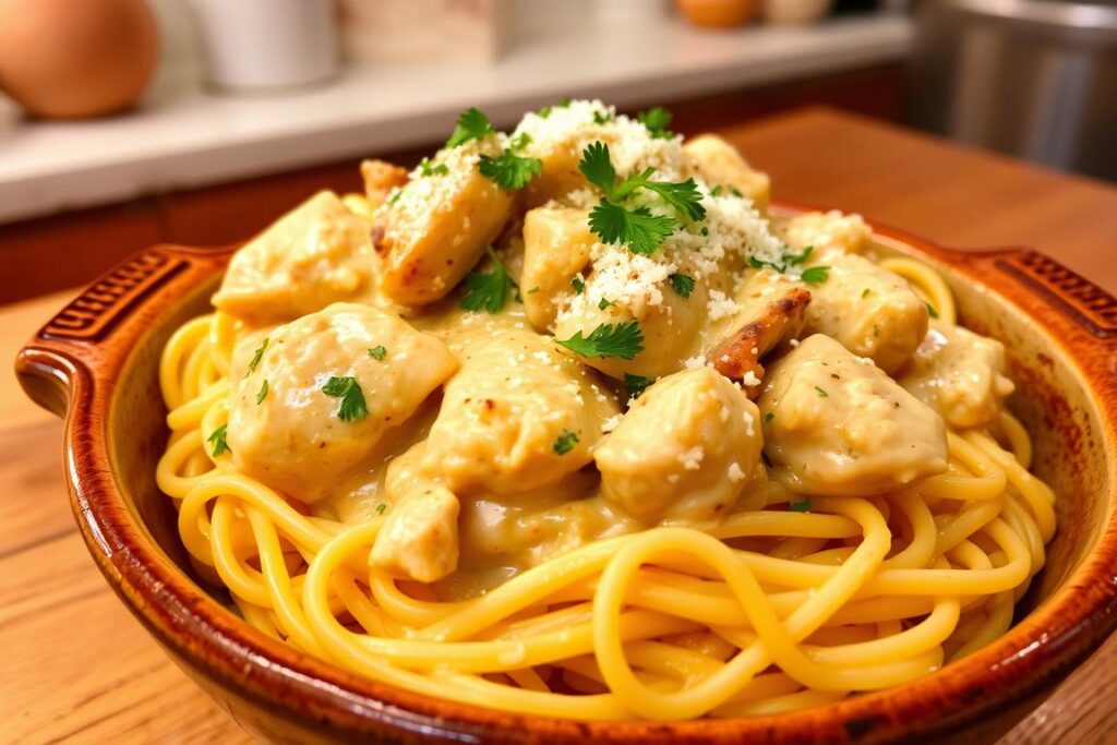 Creamy Crockpot Chicken Spaghetti Dish Creamy Crockpot Chicken Spaghetti Dish
