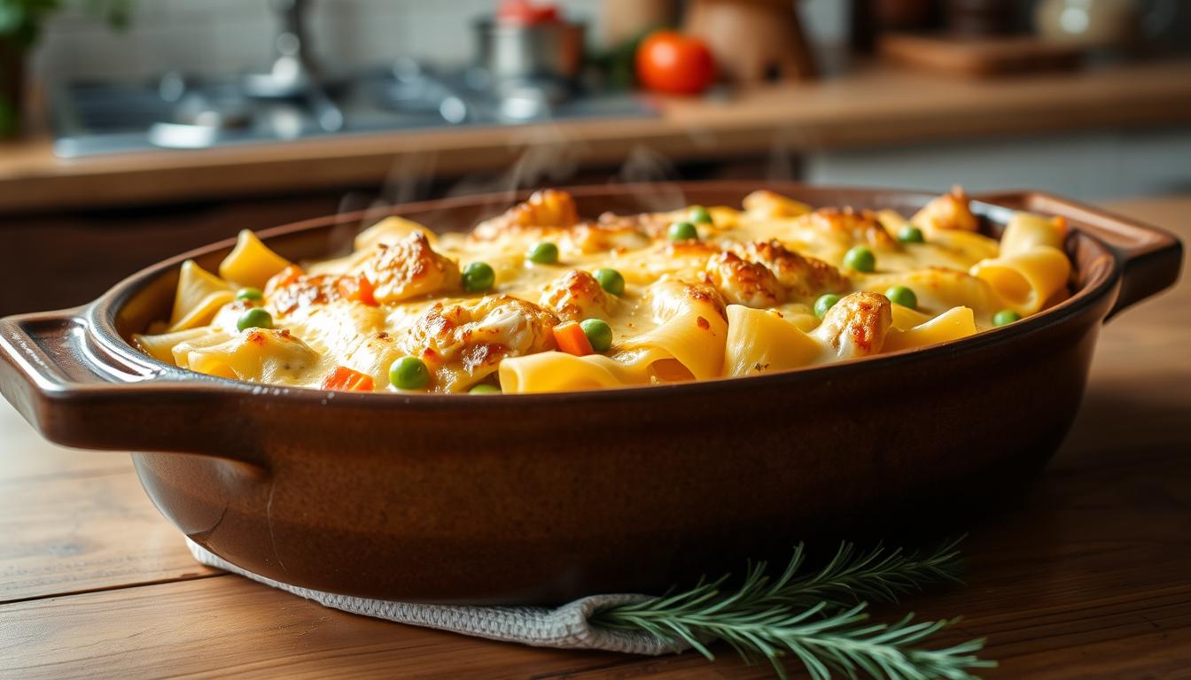chicken pot pie noodle bake