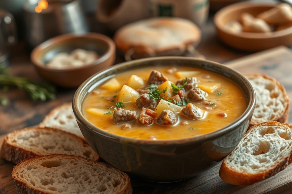 creamy potato and hamburger soup​